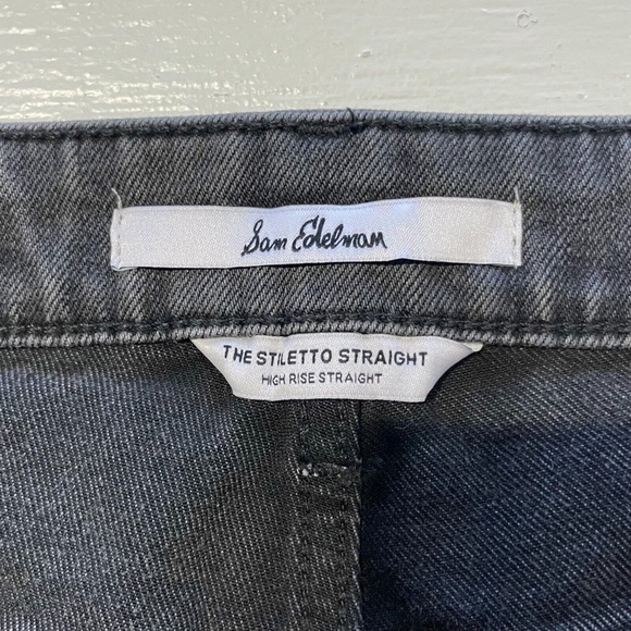 New Sam Edelman High Rise Ripped Stiletto Straight Leg Jeans Xtna Grey Size 30 - Picture 15 of 16